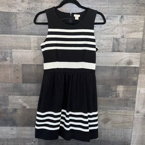 Black with White Striped Sleeveless J. Crew Dress